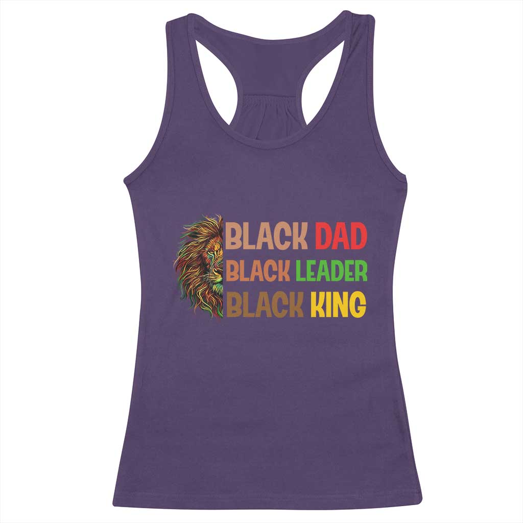 Black Affrican Melanin Racerback Tank Top Lion Father Day Dad Leader Black King - Wonder Print Shop