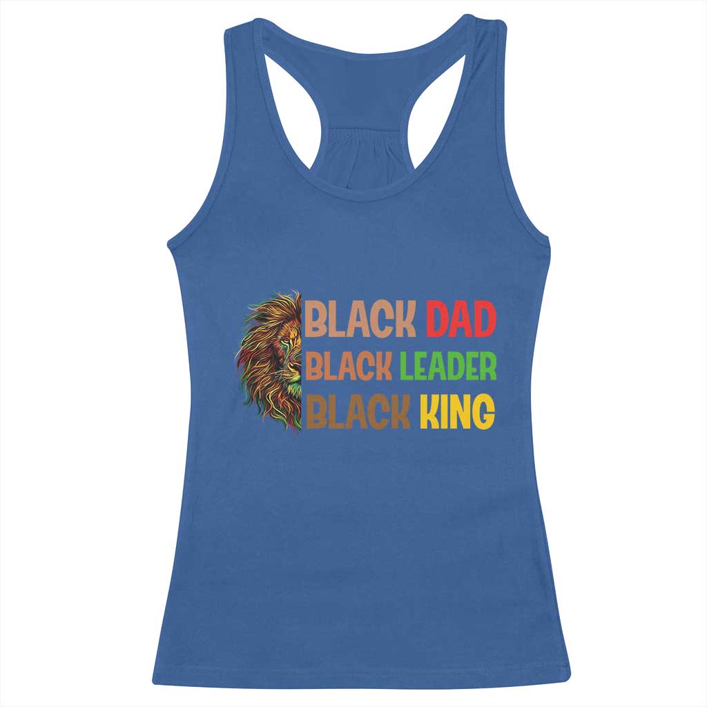 Black Affrican Melanin Racerback Tank Top Lion Father Day Dad Leader Black King - Wonder Print Shop