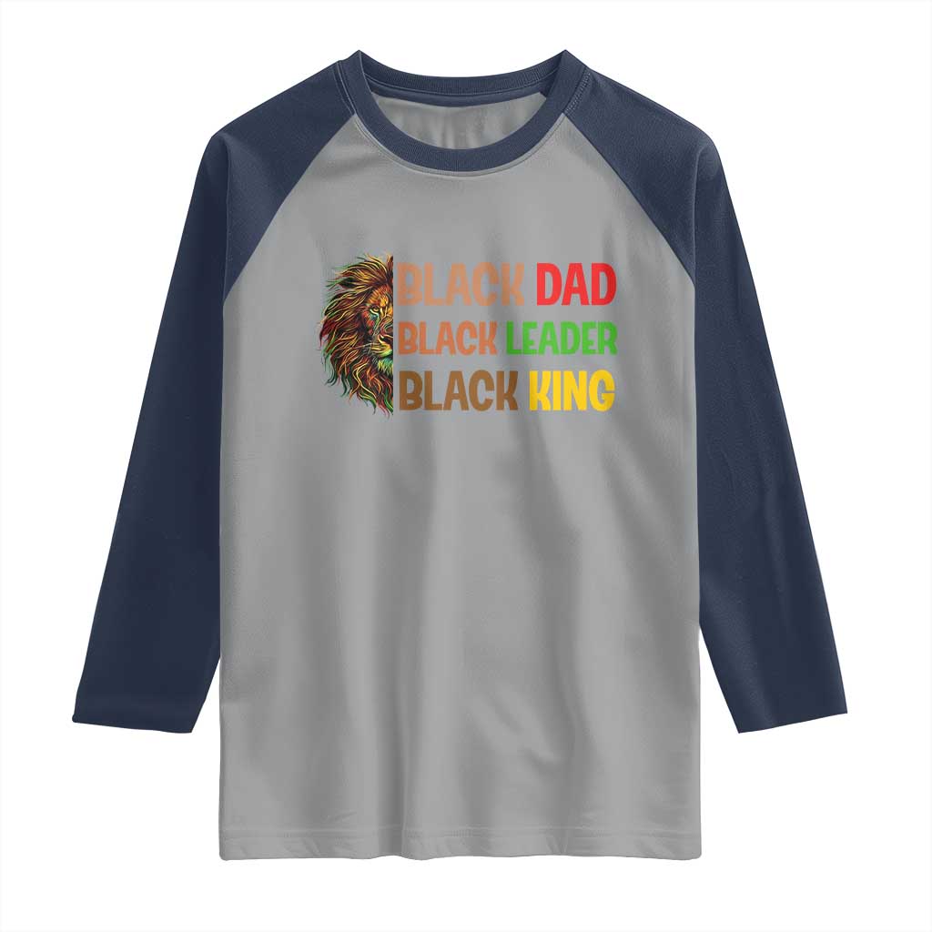Black Affrican Melanin Raglan Shirt Lion Father Day Dad Leader Black King - Wonder Print Shop