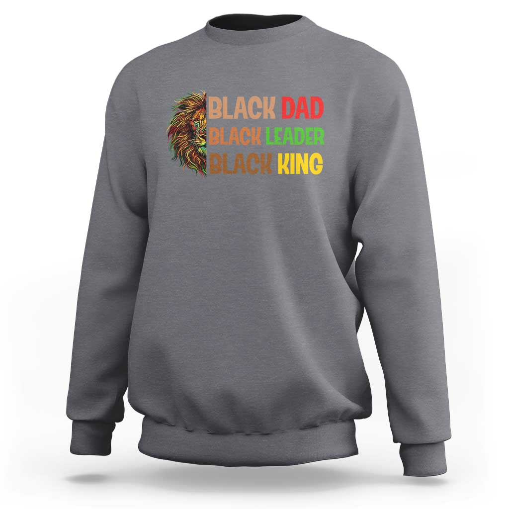Black Affrican Melanin Sweatshirt Lion Father Day Dad Leader Black King - Wonder Print Shop