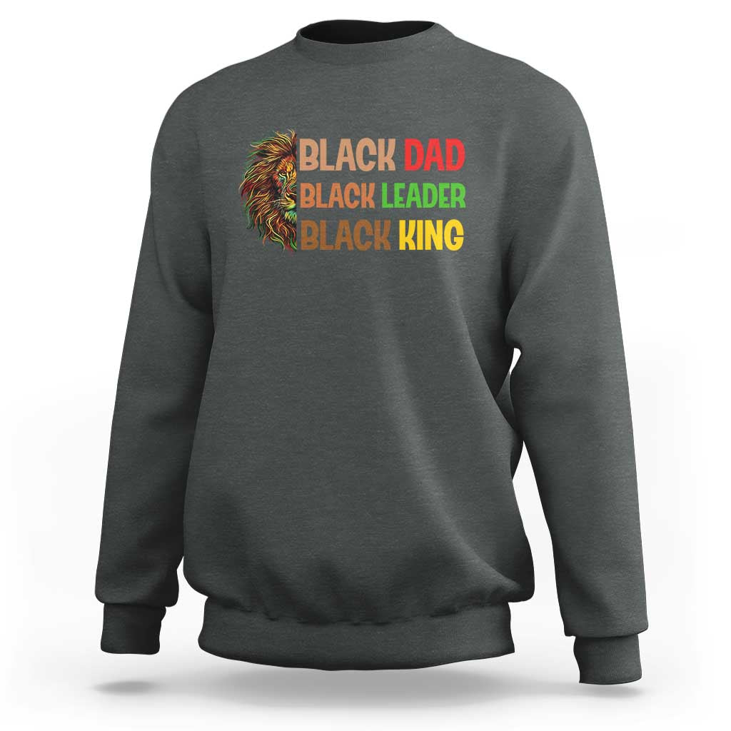 Black Affrican Melanin Sweatshirt Lion Father Day Dad Leader Black King - Wonder Print Shop