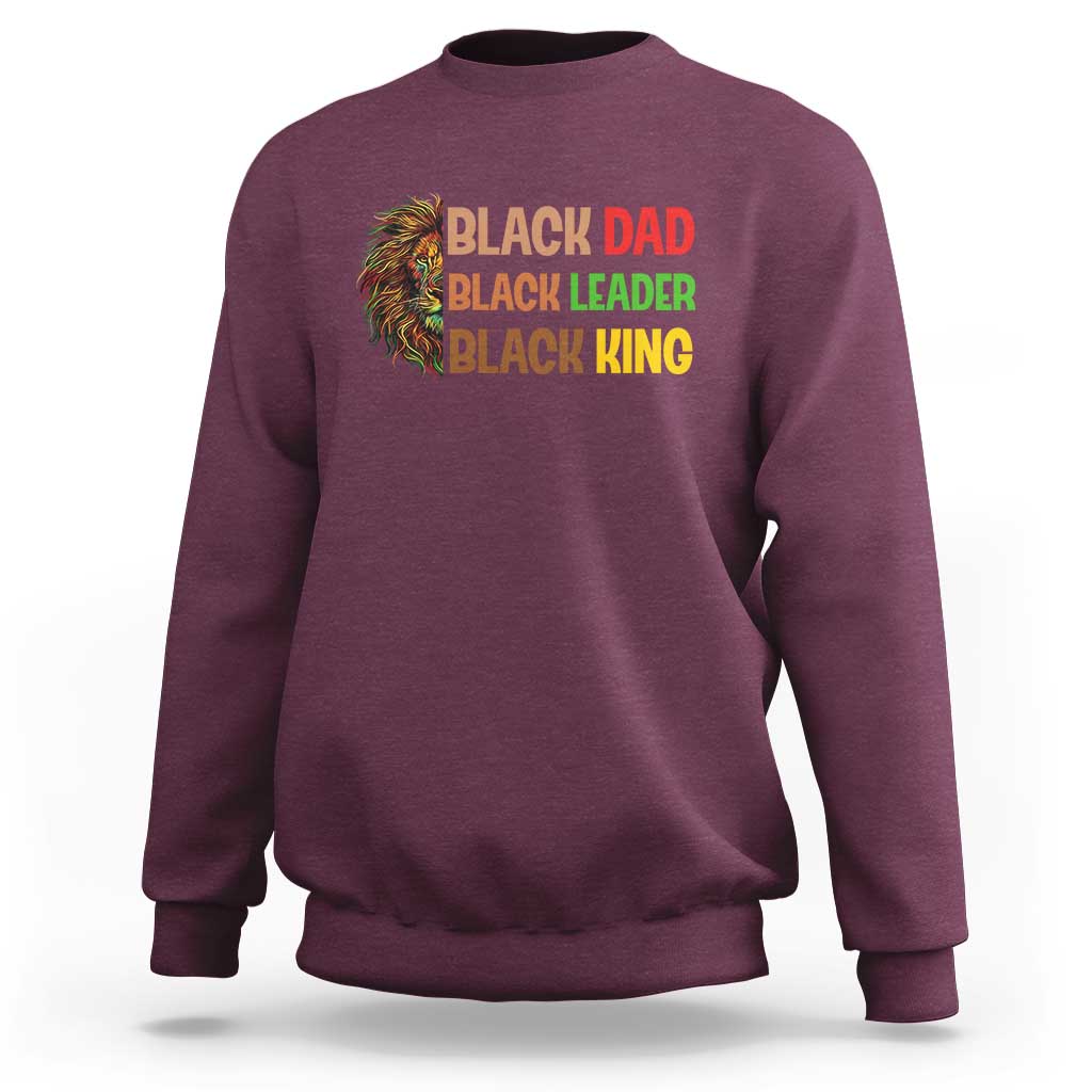 Black Affrican Melanin Sweatshirt Lion Father Day Dad Leader Black King - Wonder Print Shop