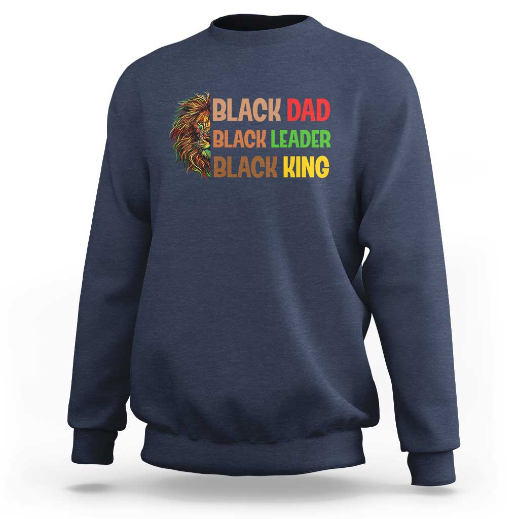 Black Affrican Melanin Sweatshirt Lion Father Day Dad Leader Black King - Wonder Print Shop