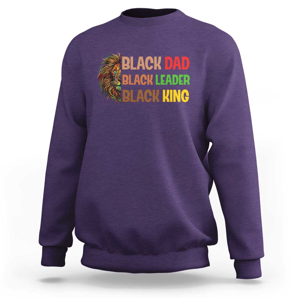 Black Affrican Melanin Sweatshirt Lion Father Day Dad Leader Black King - Wonder Print Shop