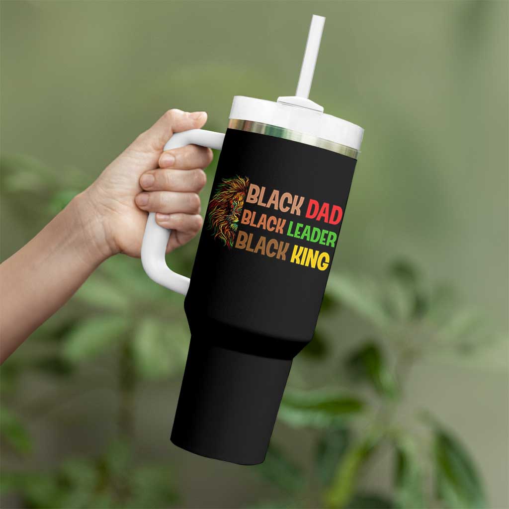 Black Affrican Melanin Tumbler With Handle Lion Father Day Dad Leader Black King - Wonder Print Shop