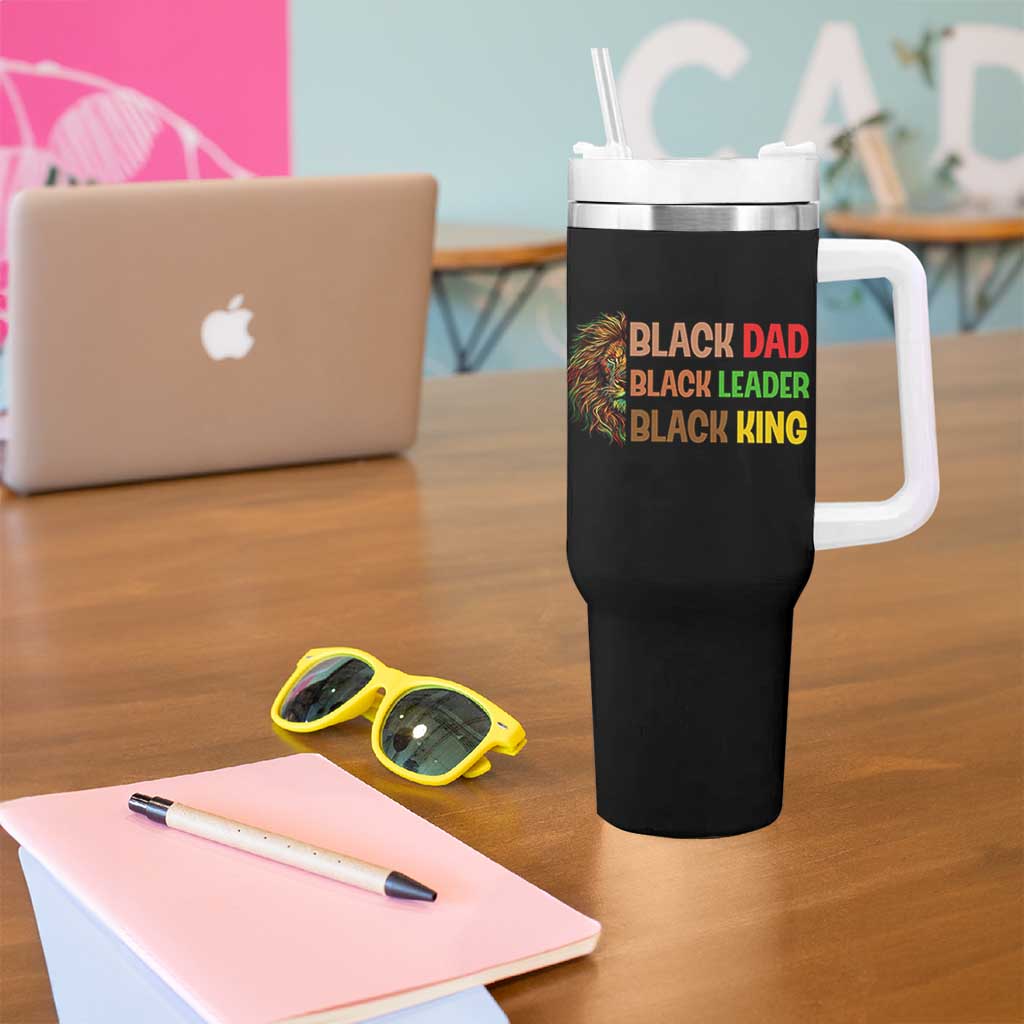 Black Affrican Melanin Tumbler With Handle Lion Father Day Dad Leader Black King - Wonder Print Shop