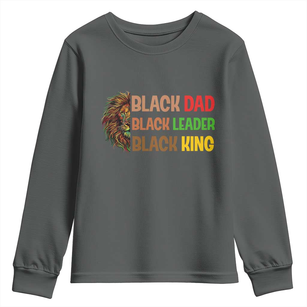 Black Affrican Melanin Youth Sweatshirt Lion Father Day Dad Leader Black King - Wonder Print Shop
