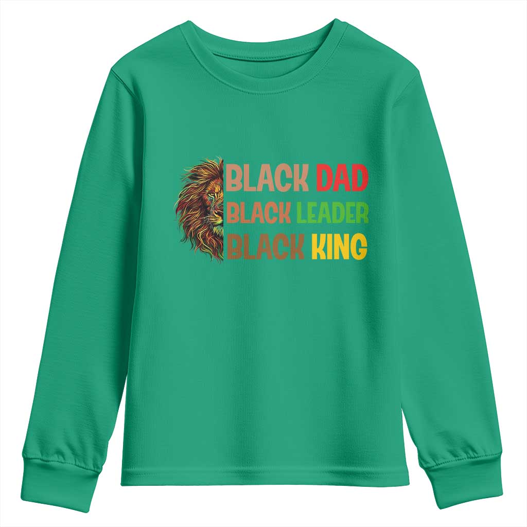 Black Affrican Melanin Youth Sweatshirt Lion Father Day Dad Leader Black King - Wonder Print Shop