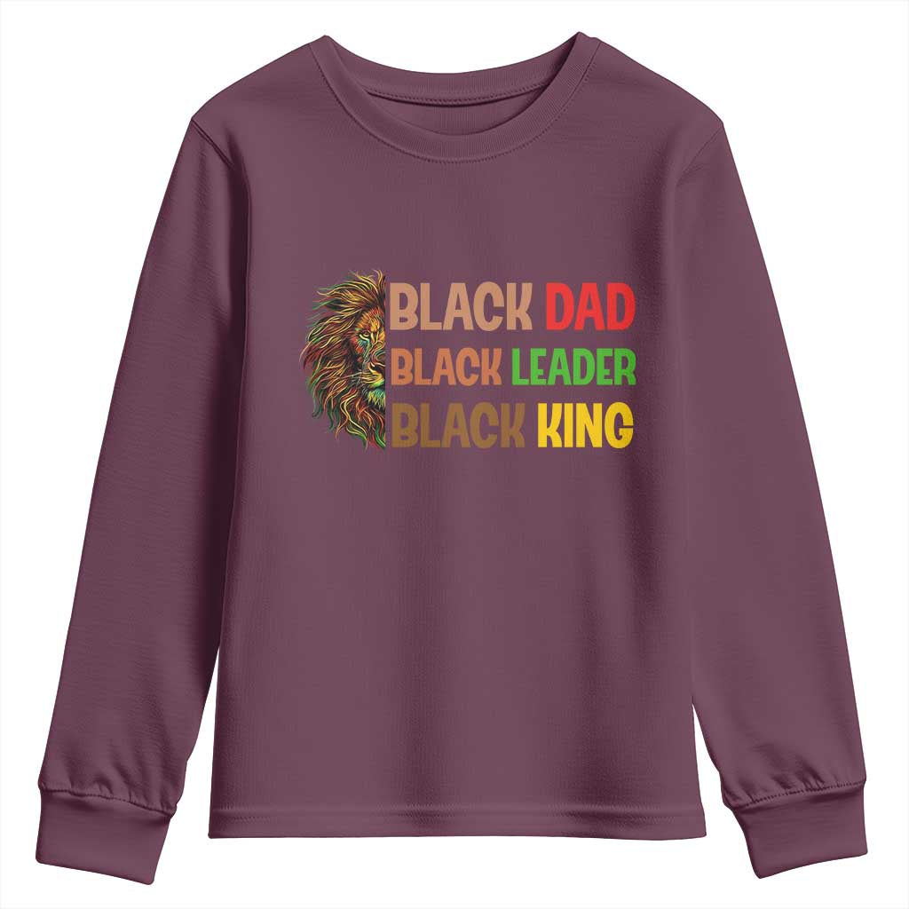 Black Affrican Melanin Youth Sweatshirt Lion Father Day Dad Leader Black King - Wonder Print Shop