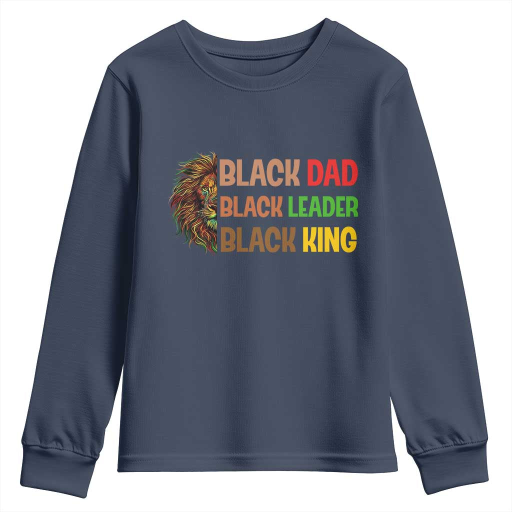 Black Affrican Melanin Youth Sweatshirt Lion Father Day Dad Leader Black King - Wonder Print Shop