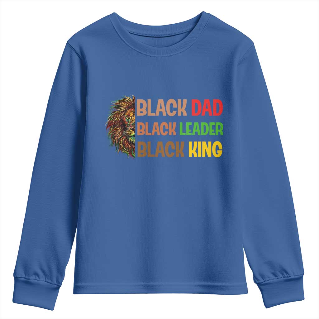 Black Affrican Melanin Youth Sweatshirt Lion Father Day Dad Leader Black King - Wonder Print Shop