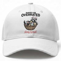 Funny Easter Raccoon Bunny Baseball Cap Bunnies Are Overrated Stay Feral