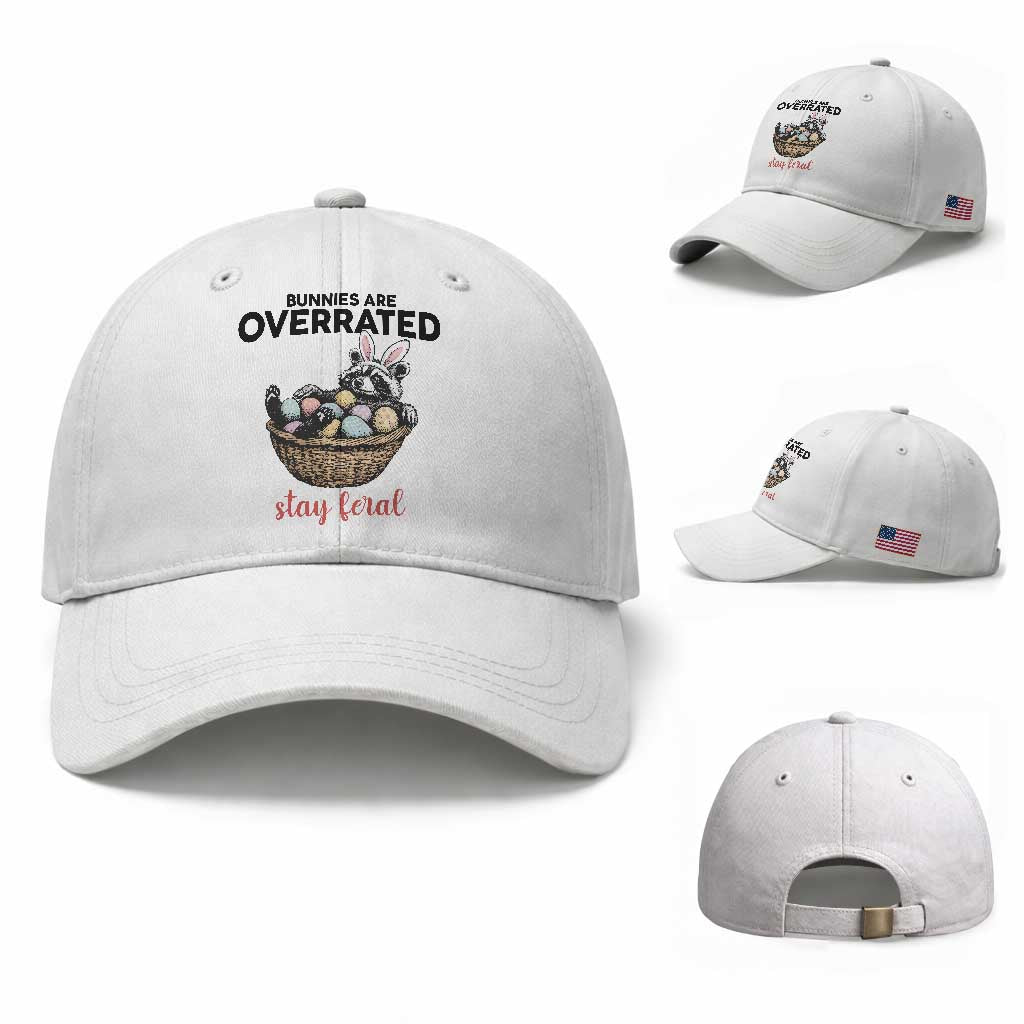 Funny Easter Raccoon Bunny Baseball Cap Bunnies Are Overrated Stay Feral