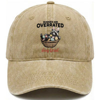 Funny Easter Raccoon Bunny Washed Cotton Baseball Cap Bunnies Are Overrated Stay Feral