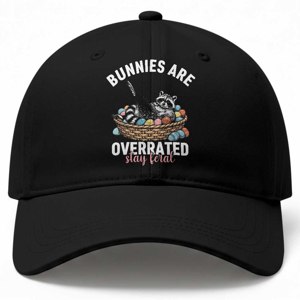 Funny Easter Raccoon Meme Baseball Cap Bunnies Are Overrated Stay Feral