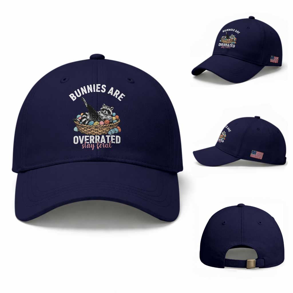 Funny Easter Raccoon Meme Baseball Cap Bunnies Are Overrated Stay Feral