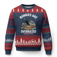 Funny Easter Raccoon Meme Ugly Christmas Sweater Bunnies Are Overrated Stay Feral
