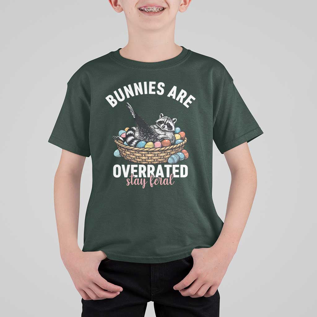 Funny Easter Raccoon Meme T Shirt For Kid Bunnies Are Overrated Stay Feral