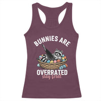 Funny Easter Raccoon Meme Racerback Tank Top Bunnies Are Overrated Stay Feral