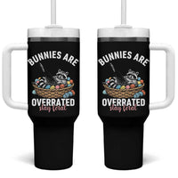 Funny Easter Raccoon Meme Tumbler With Handle Bunnies Are Overrated Stay Feral
