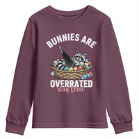Funny Easter Raccoon Meme Youth Sweatshirt Bunnies Are Overrated Stay Feral