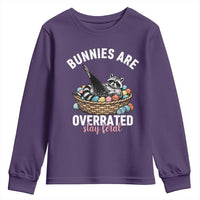 Funny Easter Raccoon Meme Youth Sweatshirt Bunnies Are Overrated Stay Feral