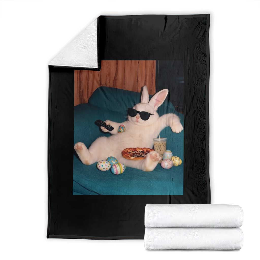 Easter Bunny Iced Coffee Throw Blanket Funny Animal Meme