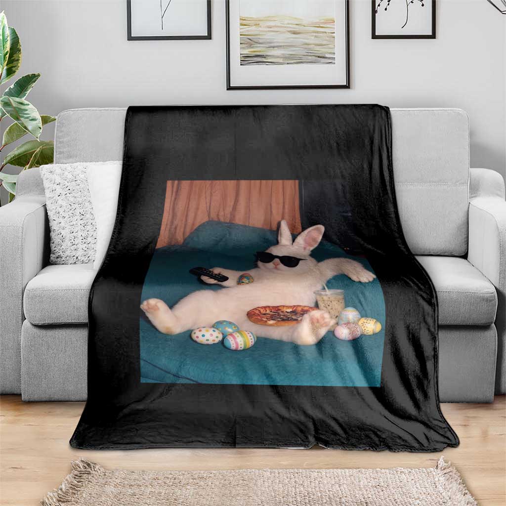 Easter Bunny Iced Coffee Throw Blanket Funny Animal Meme
