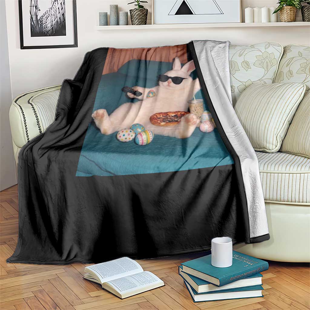 Easter Bunny Iced Coffee Throw Blanket Funny Animal Meme