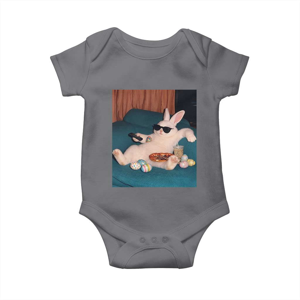 Easter Bunny Iced Coffee Baby Onesie Funny Animal Meme