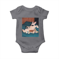 Easter Bunny Iced Coffee Baby Onesie Funny Animal Meme
