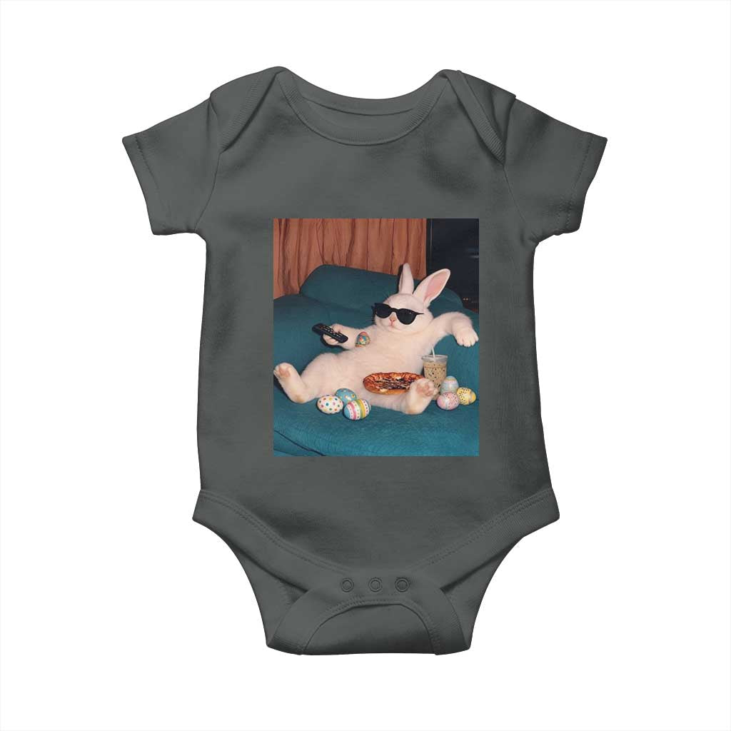 Easter Bunny Iced Coffee Baby Onesie Funny Animal Meme