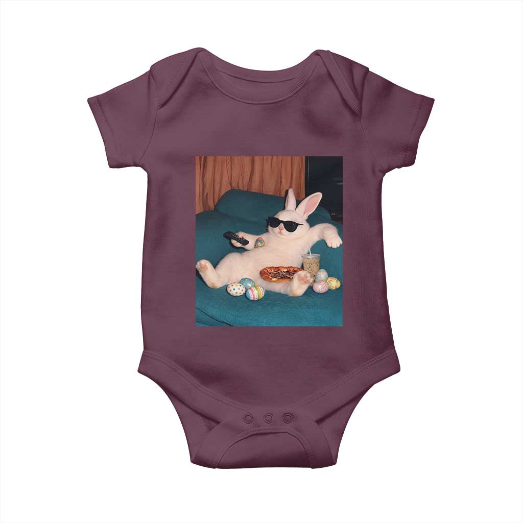 Easter Bunny Iced Coffee Baby Onesie Funny Animal Meme