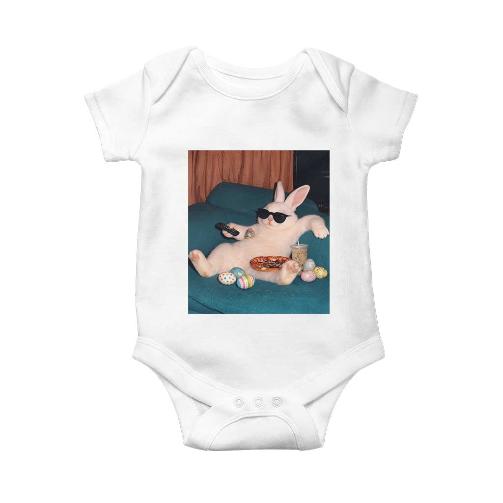 Easter Bunny Iced Coffee Baby Onesie Funny Animal Meme