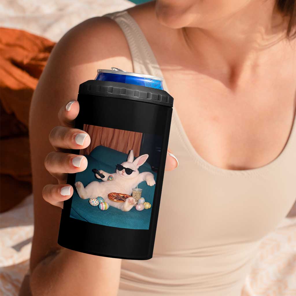 Easter Bunny Iced Coffee 4 in 1 Can Cooler Tumbler Funny Animal Meme