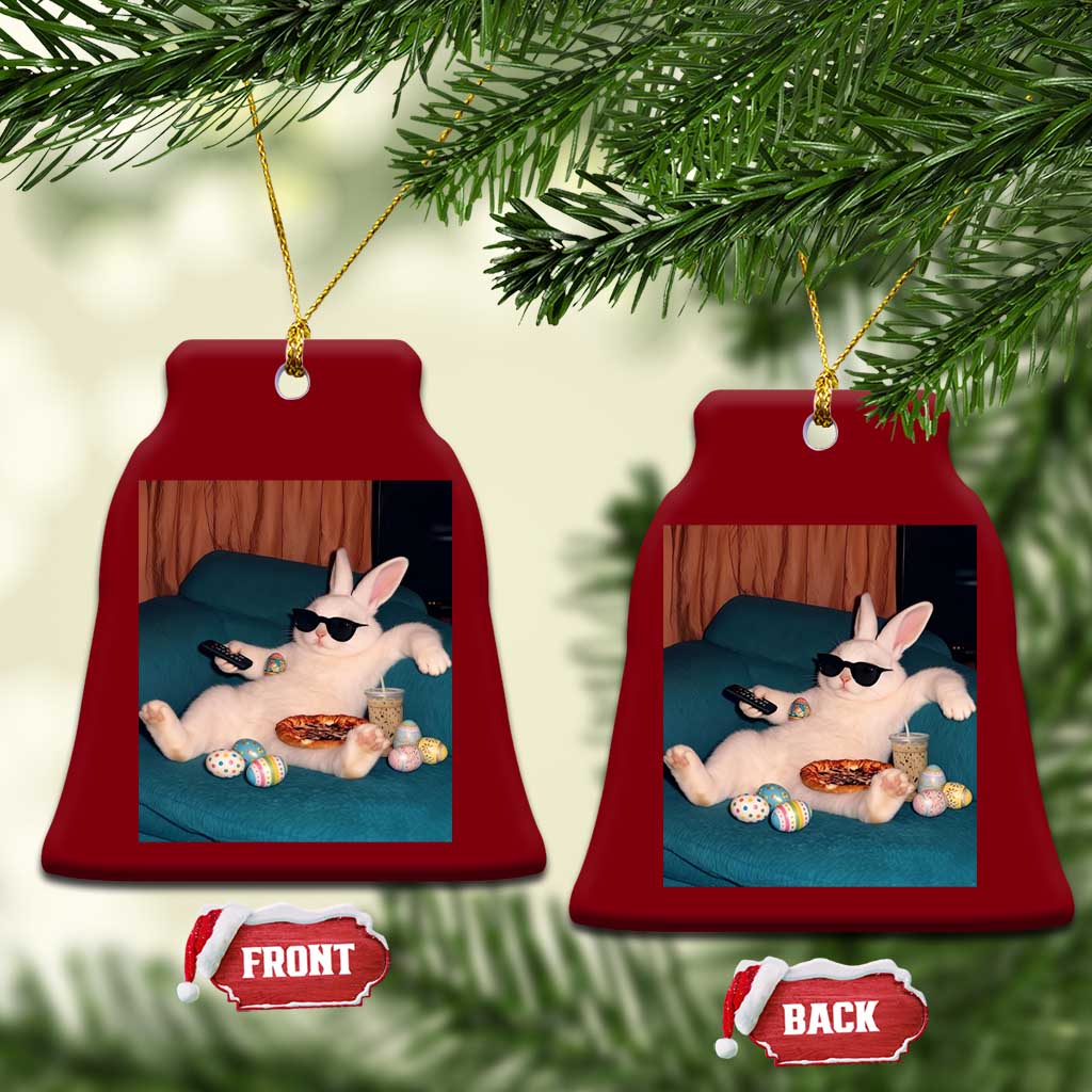 Easter Bunny Iced Coffee Ceramic Ornament Funny Animal Meme