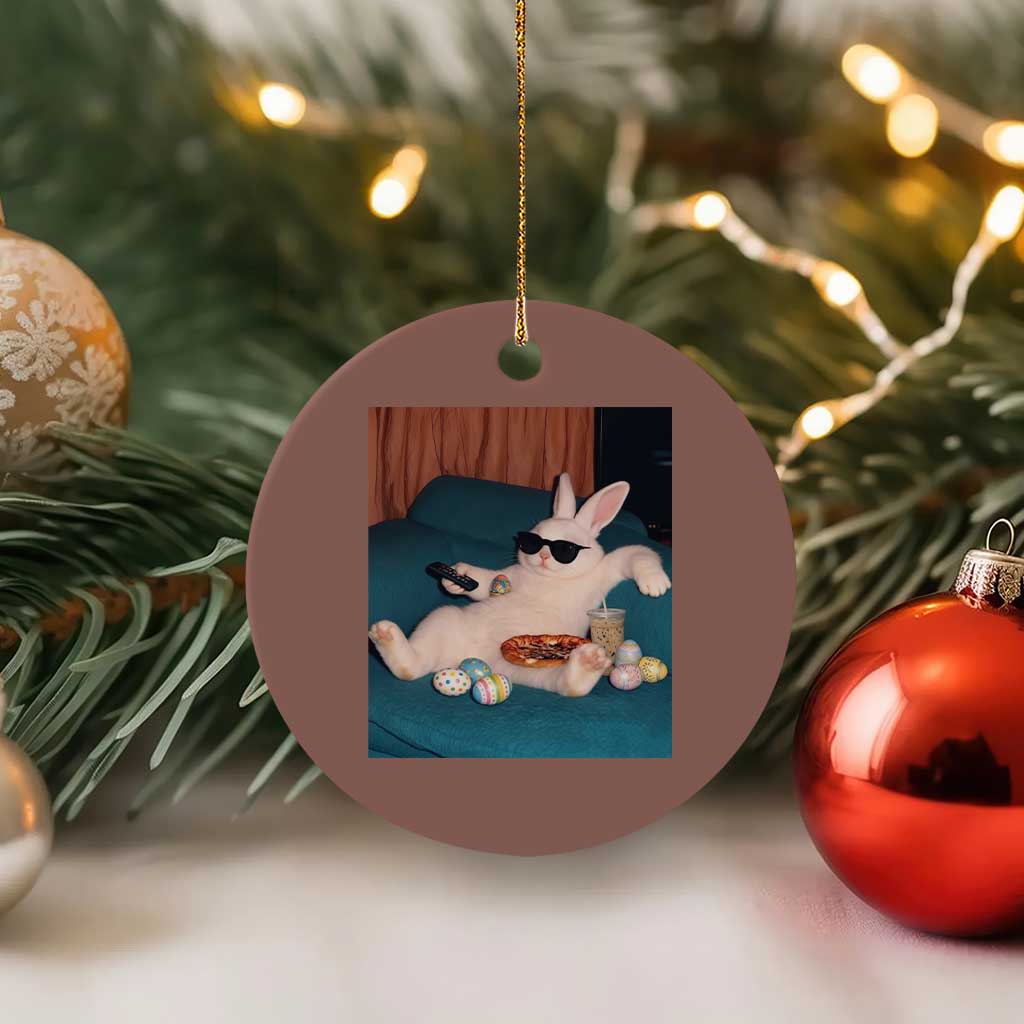 Easter Bunny Iced Coffee Ceramic Ornament Funny Animal Meme