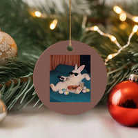 Easter Bunny Iced Coffee Ceramic Ornament Funny Animal Meme