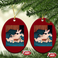 Easter Bunny Iced Coffee Ceramic Ornament Funny Animal Meme