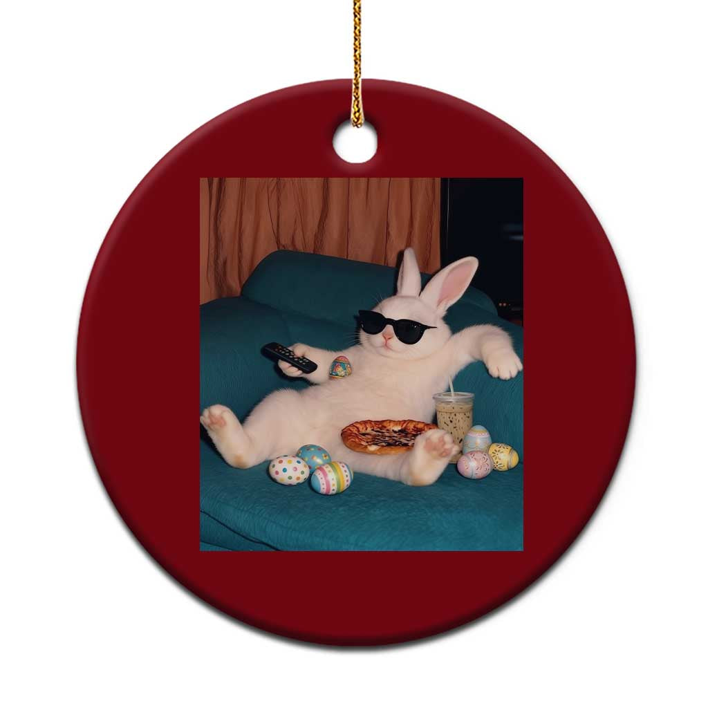 Easter Bunny Iced Coffee Ceramic Ornament Funny Animal Meme