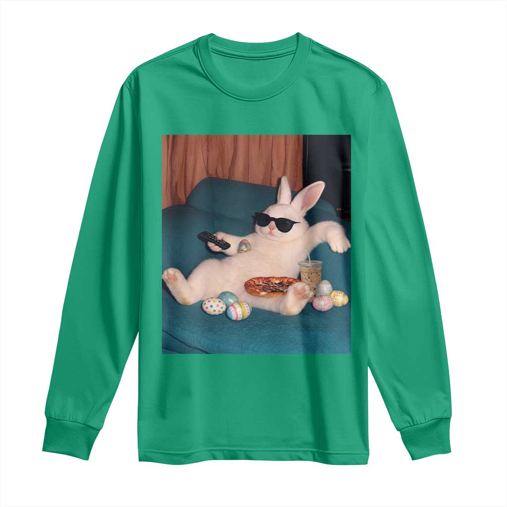 Easter Bunny Iced Coffee Long Sleeve Shirt Funny Animal Meme