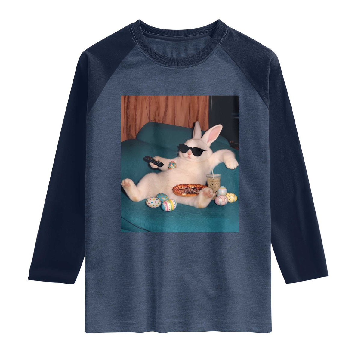 Easter Bunny Iced Coffee Raglan Shirt Funny Animal Meme