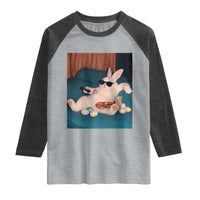 Easter Bunny Iced Coffee Raglan Shirt Funny Animal Meme