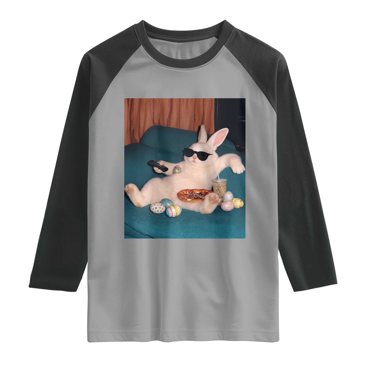 Easter Bunny Iced Coffee Raglan Shirt Funny Animal Meme