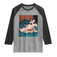 Easter Bunny Iced Coffee Raglan Shirt Funny Animal Meme
