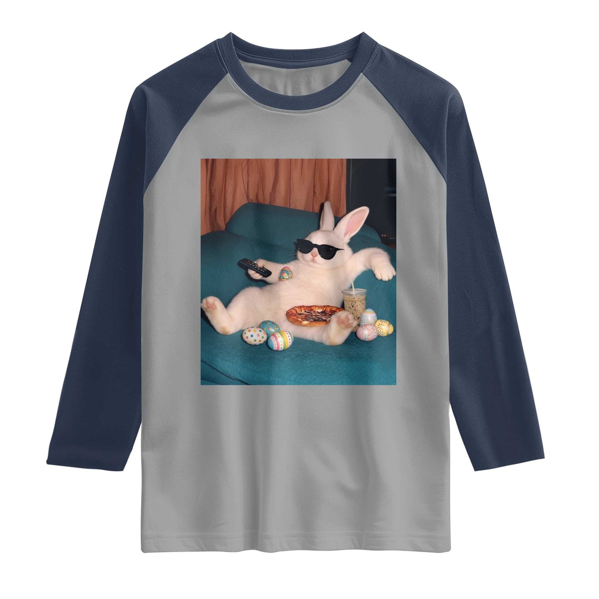 Easter Bunny Iced Coffee Raglan Shirt Funny Animal Meme