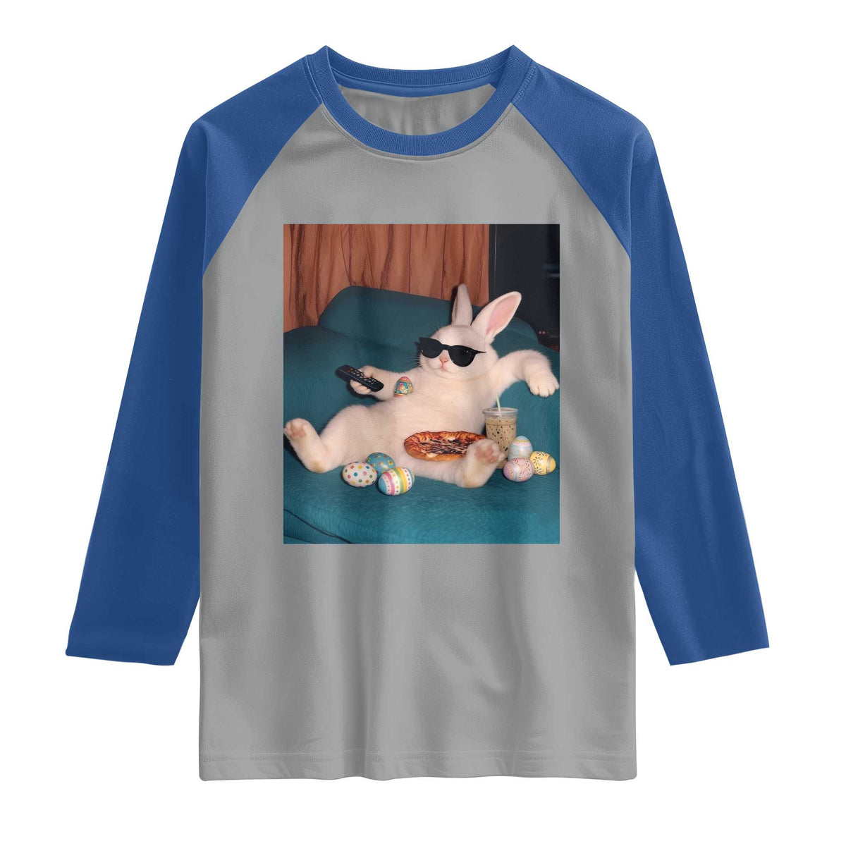 Easter Bunny Iced Coffee Raglan Shirt Funny Animal Meme
