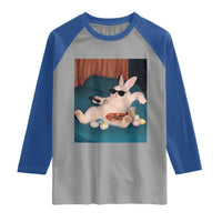 Easter Bunny Iced Coffee Raglan Shirt Funny Animal Meme