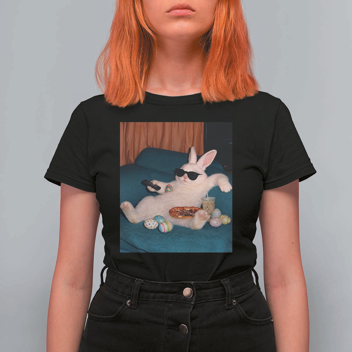 Easter Bunny Iced Coffee T Shirt For Women Funny Animal Meme
