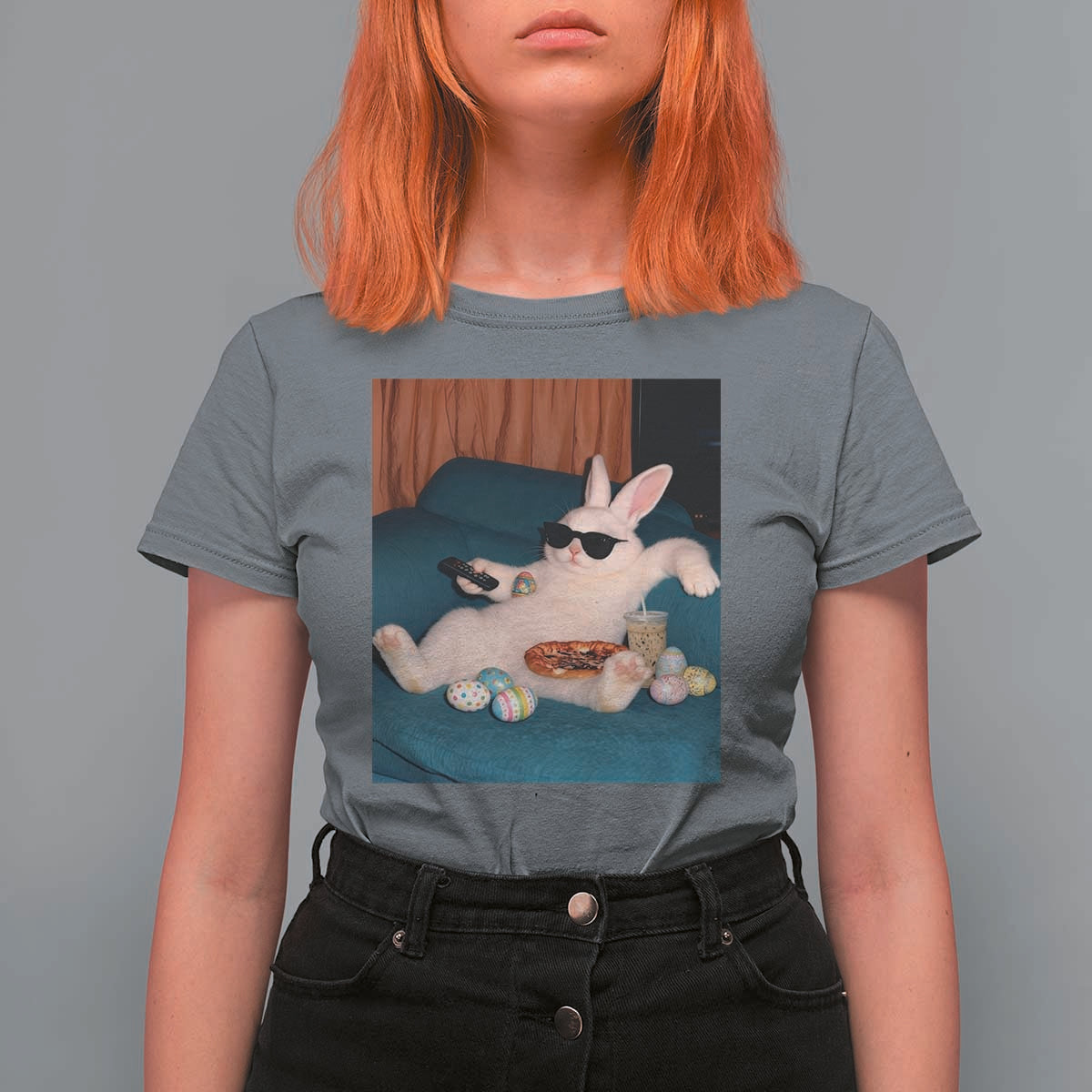 Easter Bunny Iced Coffee T Shirt For Women Funny Animal Meme